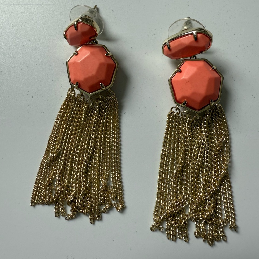Kendra Scott Pink and Gold Statement Earrings